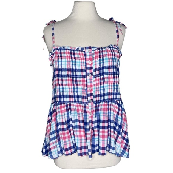 Torrid 2 plaid smocked ruffled top - Picture 1 of 8